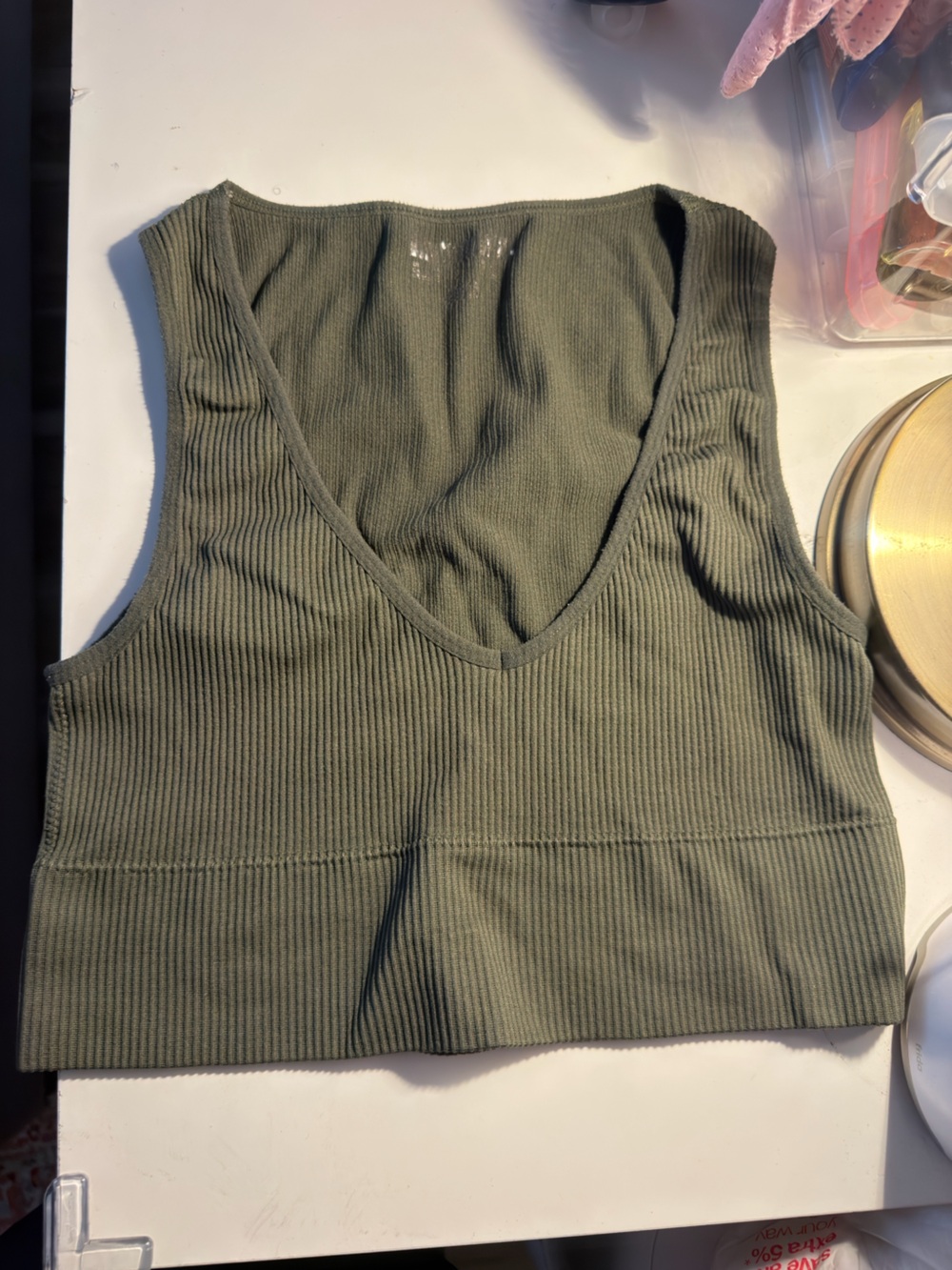 Forever 21 Olive Green Ribbed Crop Tank
